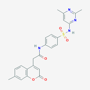 molecular formula C24H22N4O5S B2806040 N-(4-(N-(2,6-dimethylpyrimidin-4-yl)sulfamoyl)phenyl)-2-(7-methyl-2-oxo-2H-chromen-4-yl)acetamide CAS No. 919860-40-5