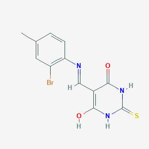 molecular formula C12H10BrN3O2S B2806041 5-(((2-bromo-4-methylphenyl)amino)methylene)-2-thioxodihydropyrimidine-4,6(1H,5H)-dione CAS No. 1021262-71-4