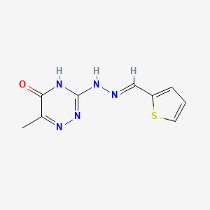 molecular formula C9H9N5OS B2806046 (E)-6-methyl-3-(2-(thiophen-2-ylmethylene)hydrazinyl)-1,2,4-triazin-5-ol CAS No. 120381-75-1