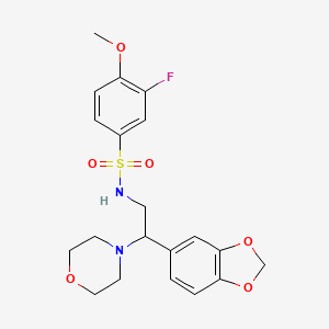 molecular formula C20H23FN2O6S B2806048 N-(2-(benzo[d][1,3]dioxol-5-yl)-2-morpholinoethyl)-3-fluoro-4-methoxybenzenesulfonamide CAS No. 887219-17-2