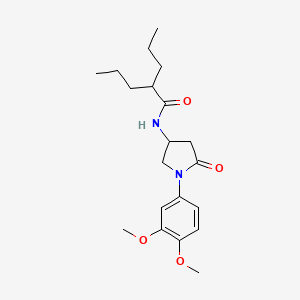 molecular formula C20H30N2O4 B2806049 N-[1-(3,4-二甲氧基苯基)-5-氧代吡咯啉-3-基]-2-丙基戊酰胺 CAS No. 900996-38-5
