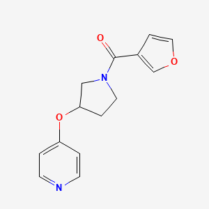 molecular formula C14H14N2O3 B2806051 Furan-3-yl(3-(pyridin-4-yloxy)pyrrolidin-1-yl)methanone CAS No. 2034495-16-2