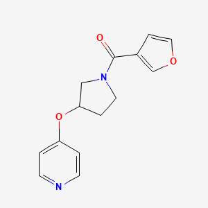 molecular formula C14H14N2O3 B2806051 呋喃-3-基(3-(吡啶-4-氧基)吡咯啉-1-基)甲酮 CAS No. 2034495-16-2