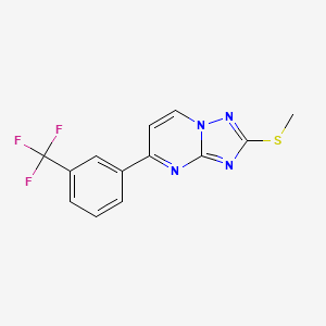 molecular formula C13H9F3N4S B2806056 2-(Methylsulfanyl)-5-[3-(trifluoromethyl)phenyl][1,2,4]triazolo[1,5-a]pyrimidine CAS No. 866019-43-4