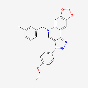 5-(4-Ethoxyphenyl)-8-[(3-methylphenyl)methyl]-12,14-dioxa-3,4,8-triazatetracyclo[7.7.0.0^{2,6}.0^{11,15}]hexadeca-1(16),2,4,6,9,11(15)-hexaene