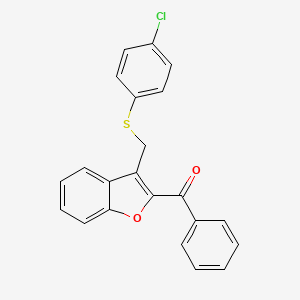 molecular formula C22H15ClO2S B2806068 (3-{[(4-Chlorophenyl)sulfanyl]methyl}-1-benzofuran-2-yl)(phenyl)methanone CAS No. 338424-54-7