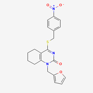 molecular formula C20H19N3O4S B2806071 1-(furan-2-ylmethyl)-4-((4-nitrobenzyl)thio)-5,6,7,8-tetrahydroquinazolin-2(1H)-one CAS No. 899731-04-5