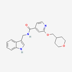 molecular formula C21H23N3O3 B2806075 N-((1H-吲哚-3-基)甲基)-2-((四氢-2H-吡喃-4-基)甲氧基)异烟酰胺 CAS No. 2034297-31-7