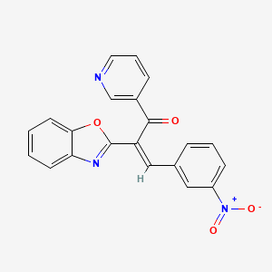 molecular formula C21H13N3O4 B2806077 (2Z)-2-(1,3-benzoxazol-2-yl)-3-(3-nitrophenyl)-1-(pyridin-3-yl)prop-2-en-1-one CAS No. 384351-65-9