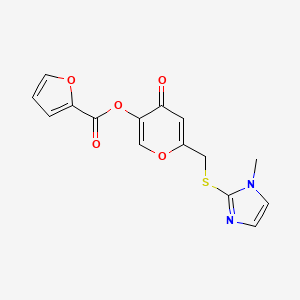 molecular formula C15H12N2O5S B2806081 6-(((1-甲基-1H-咪唑-2-基)硫)甲基)-4-氧代-4H-吡喃-3-基 呋喃-2-羧酸酯 CAS No. 896311-32-3