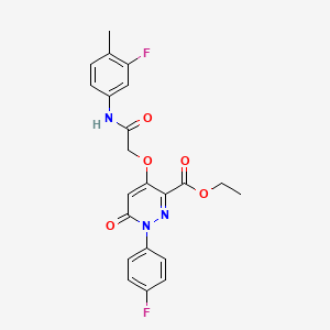 molecular formula C22H19F2N3O5 B2806098 Ethyl 4-(2-((3-fluoro-4-methylphenyl)amino)-2-oxoethoxy)-1-(4-fluorophenyl)-6-oxo-1,6-dihydropyridazine-3-carboxylate CAS No. 899733-30-3