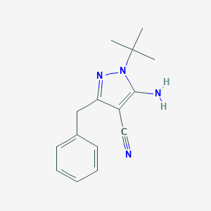 molecular formula C15H18N4 B028061 5-氨基-1-叔丁基-3-苯甲基-4-氰基吡唑 CAS No. 158001-18-4
