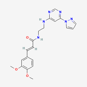 (E)-N-(2-((6-(1H-pyrazol-1-yl)pyrimidin-4-yl)amino)ethyl)-3-(3,4-dimethoxyphenyl)acrylamide