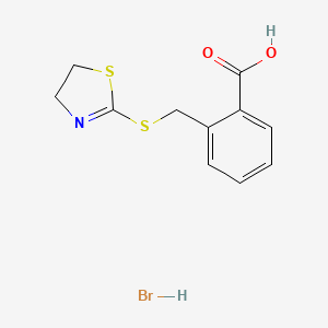 molecular formula C11H12BrNO2S2 B2806112 2-[(4,5-二氢-1,3-噻唑-2-基硫代)甲基]苯甲酸 溴化氢酸盐 CAS No. 1052538-47-2