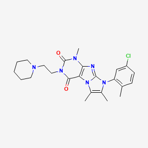 molecular formula C24H29ClN6O2 B2806116 8-(5-chloro-2-methylphenyl)-1,6,7-trimethyl-3-(2-(piperidin-1-yl)ethyl)-1H-imidazo[2,1-f]purine-2,4(3H,8H)-dione CAS No. 887215-36-3
