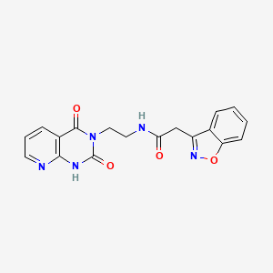 molecular formula C18H15N5O4 B2806120 2-(benzo[d]isoxazol-3-yl)-N-(2-(2,4-dioxo-1,2-dihydropyrido[2,3-d]pyrimidin-3(4H)-yl)ethyl)acetamide CAS No. 2034372-10-4