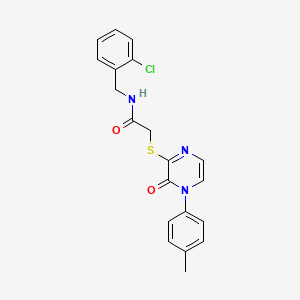 molecular formula C20H18ClN3O2S B2806121 N-(2-chlorobenzyl)-2-((3-oxo-4-(p-tolyl)-3,4-dihydropyrazin-2-yl)thio)acetamide CAS No. 941978-16-1