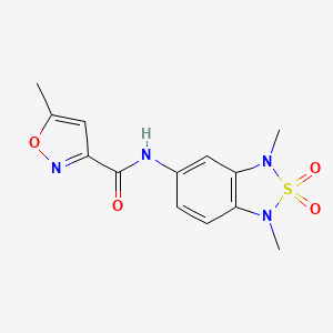 molecular formula C13H14N4O4S B2806125 N-(1,3-dimethyl-2,2-dioxido-1,3-dihydrobenzo[c][1,2,5]thiadiazol-5-yl)-5-methylisoxazole-3-carboxamide CAS No. 2034456-14-7