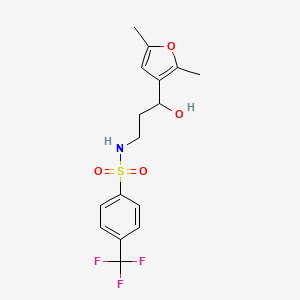 molecular formula C16H18F3NO4S B2806128 N-(3-(2,5-dimethylfuran-3-yl)-3-hydroxypropyl)-4-(trifluoromethyl)benzenesulfonamide CAS No. 1421513-37-2