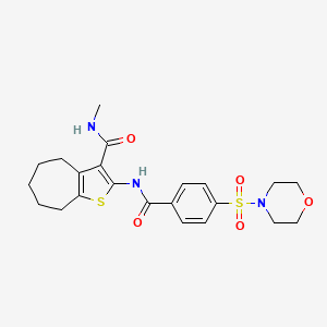 molecular formula C22H27N3O5S2 B2806129 N-甲基-2-(4-(吗啉磺酰基)苯甲酰胺)-5,6,7,8-四氢-4H-环庚[b]噻吩-3-甲酰胺 CAS No. 868965-75-7