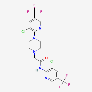 molecular formula C18H15Cl2F6N5O B2806132 N-[3-chloro-5-(trifluoromethyl)-2-pyridinyl]-2-{4-[3-chloro-5-(trifluoromethyl)-2-pyridinyl]piperazino}acetamide CAS No. 338409-44-2