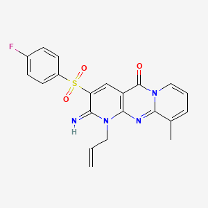 molecular formula C21H17FN4O3S B2806137 1-烯丙基-3-((4-氟苯基)磺酰)-2-亚氨基-10-甲基-1H-二嘧并[1,2-a:2',3'-d]嘧啶-5(2H)-酮 CAS No. 847159-65-3