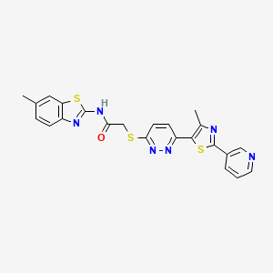 molecular formula C23H18N6OS3 B2806139 2-((6-(4-methyl-2-(pyridin-3-yl)thiazol-5-yl)pyridazin-3-yl)thio)-N-(6-methylbenzo[d]thiazol-2-yl)acetamide CAS No. 954663-17-3
