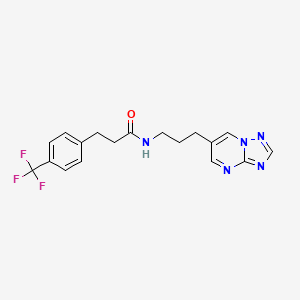 molecular formula C18H18F3N5O B2806154 N-(3-([1,2,4]triazolo[1,5-a]pyrimidin-6-yl)propyl)-3-(4-(trifluoromethyl)phenyl)propanamide CAS No. 2034557-32-7