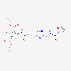 diethyl 5-(2-((5-((furan-2-carboxamido)methyl)-4-methyl-4H-1,2,4-triazol-3-yl)thio)acetamido)-3-methylthiophene-2,4-dicarboxylate