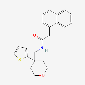 molecular formula C22H23NO2S B2806160 2-(naphthalen-1-yl)-N-((4-(thiophen-2-yl)tetrahydro-2H-pyran-4-yl)methyl)acetamide CAS No. 1203101-90-9