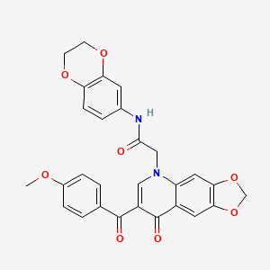 N-(2,3-dihydro-1,4-benzodioxin-6-yl)-2-[7-(4-methoxybenzoyl)-8-oxo-[1,3]dioxolo[4,5-g]quinolin-5-yl]acetamide