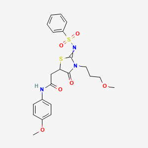 2-[2-(benzenesulfonylimino)-3-(3-methoxypropyl)-4-oxo-1,3-thiazolidin-5-yl]-N-(4-methoxyphenyl)acetamide