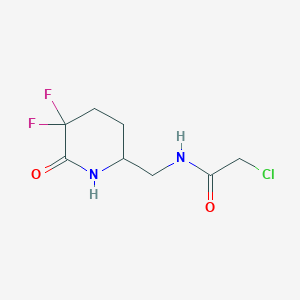molecular formula C8H11ClF2N2O2 B2806169 2-Chloro-N-[(5,5-difluoro-6-oxopiperidin-2-yl)methyl]acetamide CAS No. 2411279-73-5