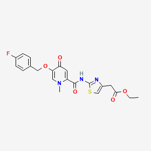 Ethyl 2-(2-(5-((4-fluorobenzyl)oxy)-1-methyl-4-oxo-1,4-dihydropyridine-2-carboxamido)thiazol-4-yl)acetate