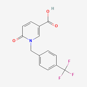 molecular formula C14H10F3NO3 B2806179 6-Oxo-1-[4-(Trifluoromethyl)Benzyl]-1,6-Dihydro-3-Pyridinecarboxylic Acid CAS No. 338783-75-8