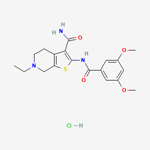molecular formula C19H24ClN3O4S B2806192 2-(3,5-Dimethoxybenzamido)-6-ethyl-4,5,6,7-tetrahydrothieno[2,3-c]pyridine-3-carboxamide hydrochloride CAS No. 1215720-48-1