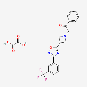 molecular formula C22H18F3N3O6 B2806204 1-苯基-2-(3-(3-(3-(三氟甲基)苯基)-1,2,4-噁二唑-5-基)吖唑啉-1-基)乙酮草酸盐 CAS No. 1428355-43-4