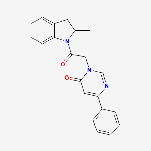 molecular formula C21H19N3O2 B2806208 3-(2-(2-methylindolin-1-yl)-2-oxoethyl)-6-phenylpyrimidin-4(3H)-one CAS No. 1058225-81-2