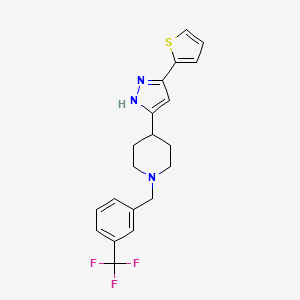 molecular formula C20H20F3N3S B2806210 4-[5-(2-thienyl)-1H-pyrazol-3-yl]-1-[3-(trifluoromethyl)benzyl]piperidine CAS No. 1096443-08-1