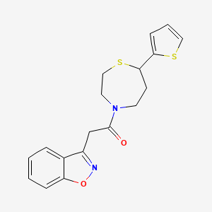 molecular formula C18H18N2O2S2 B2806212 2-(苯并[d]异噁唑-3-基)-1-(7-(噻吩-2-基)-1,4-噻赛巴环-4-基)乙酮 CAS No. 1705096-53-2