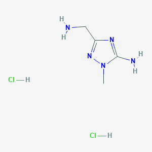molecular formula C4H11Cl2N5 B2806214 5-(Aminomethyl)-2-methyl-1,2,4-triazol-3-amine;dihydrochloride CAS No. 2470438-43-6
