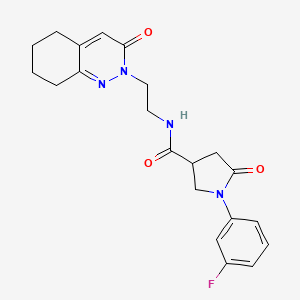 molecular formula C21H23FN4O3 B2806215 1-(3-fluorophenyl)-5-oxo-N-(2-(3-oxo-5,6,7,8-tetrahydrocinnolin-2(3H)-yl)ethyl)pyrrolidine-3-carboxamide CAS No. 2097925-03-4