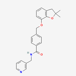 molecular formula C24H24N2O3 B2806223 4-(((2,2-dimethyl-2,3-dihydrobenzofuran-7-yl)oxy)methyl)-N-(pyridin-3-ylmethyl)benzamide CAS No. 941985-58-6