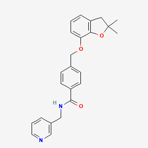 molecular formula C24H24N2O3 B2806223 4-(((2,2-二甲基-2,3-二氢苯并呋喃-7-基)氧基)甲基)-N-(吡啶-3-基甲基)苯甲酰胺 CAS No. 941985-58-6