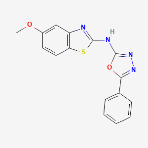 molecular formula C16H12N4O2S B2806225 N-(5-甲氧基苯并[d]噻唑-2-基)-5-苯基-1,3,4-噁二唑-2-胺 CAS No. 878061-76-8