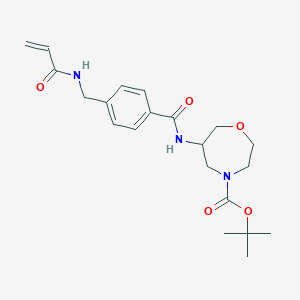 molecular formula C21H29N3O5 B2806228 Tert-butyl 6-[[4-[(prop-2-enoylamino)methyl]benzoyl]amino]-1,4-oxazepane-4-carboxylate CAS No. 2361704-24-5