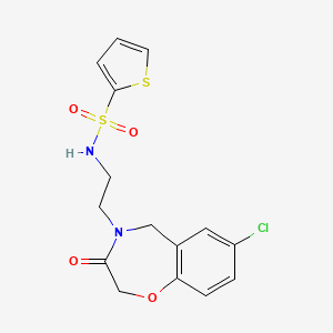 molecular formula C15H15ClN2O4S2 B2806231 N-(2-(7-chloro-3-oxo-2,3-dihydrobenzo[f][1,4]oxazepin-4(5H)-yl)ethyl)thiophene-2-sulfonamide CAS No. 1903386-56-0