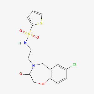 molecular formula C15H15ClN2O4S2 B2806231 N-(2-(7-氯-3-氧代-2,3-二氢苯并[f][1,4]噁唑-4(5H)-基)乙基)噻吩-2-磺酰胺 CAS No. 1903386-56-0