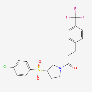 1-(3-((4-Chlorophenyl)sulfonyl)pyrrolidin-1-yl)-3-(4-(trifluoromethyl)phenyl)propan-1-one