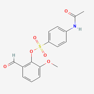 molecular formula C16H15NO6S B2806237 2-Formyl-6-methoxyphenyl 4-(acetylamino)benzenesulfonate CAS No. 431928-26-6